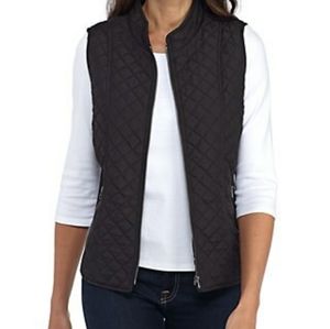 New Directions Petite Womens Quilted Vest w/Insets